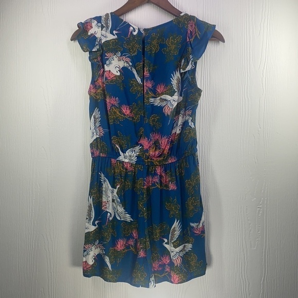 Express - Ruffle Short Romper with Bird and Floral Print Size XS - Picture 9 of 13